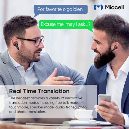 Miccell True Wireless Stereo Earphone Headset Sports Anc Enc Noise Reduction Headphones Al Real-Time Translator Tws Earbuds